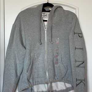Pink Victoria’s Secret Gray Zip Hoodie